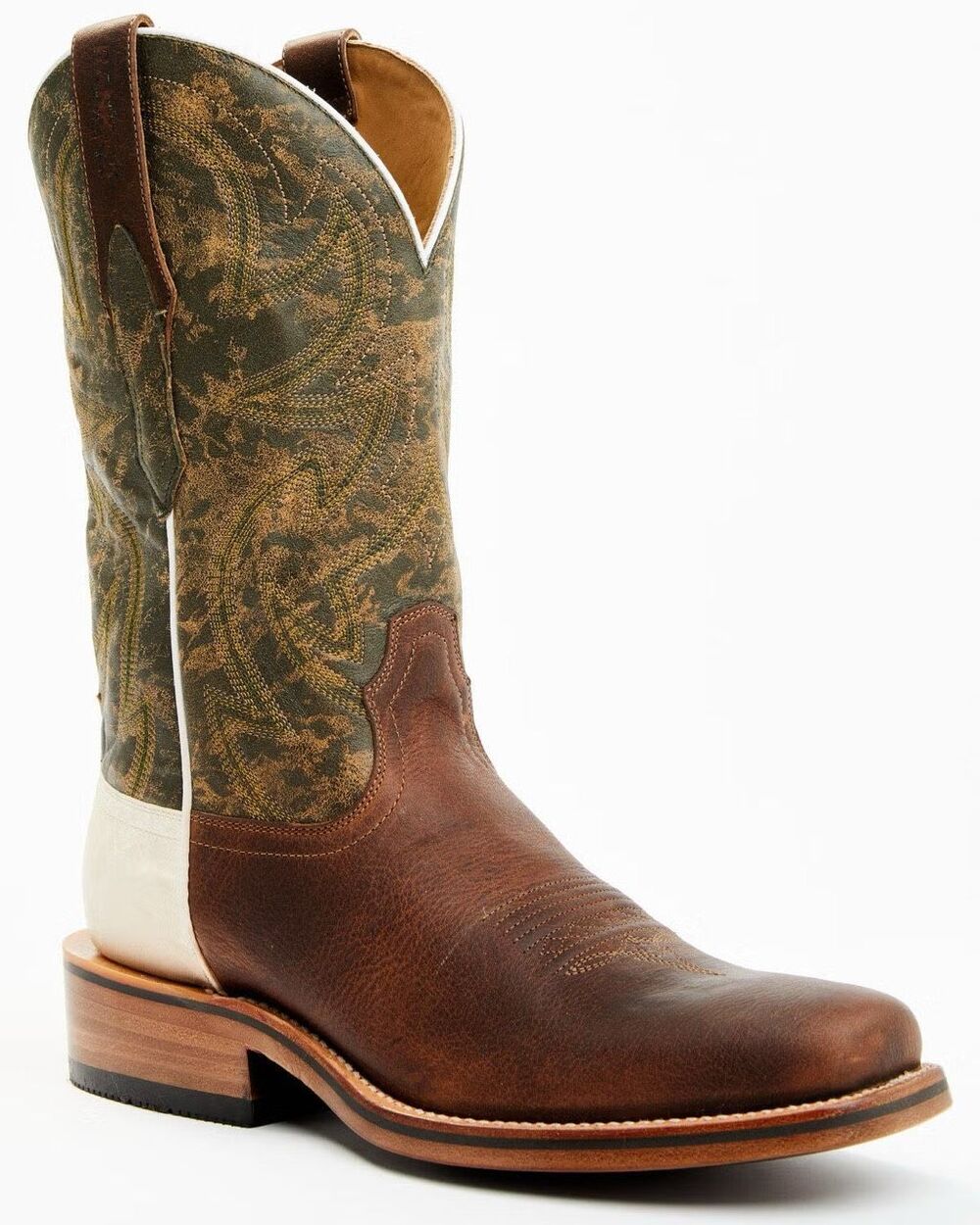 Rank 45 Men’s Green Brown Square Toe Archer Roughout Western Boots Size 10.5 D